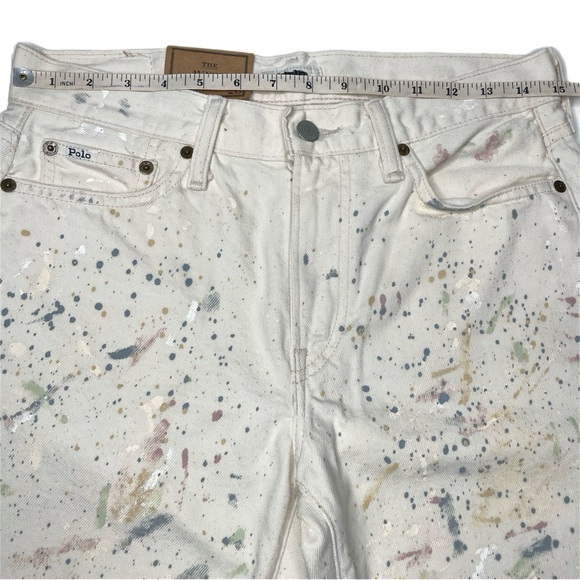Polo Ralph Lauren Avery Boyfriend White Paint Splatter Jeans - Picture 8 of 15